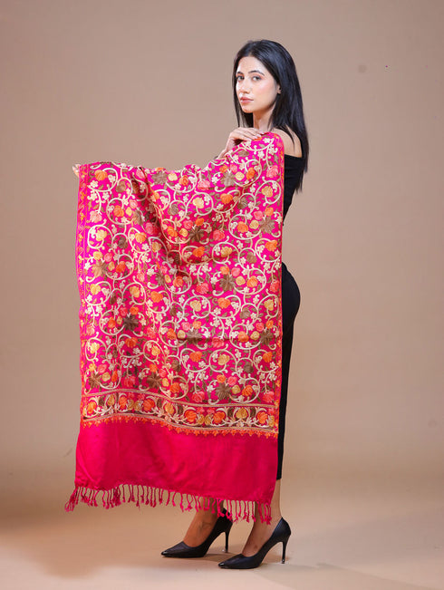 Women's Aari Embroidered Wool Stole